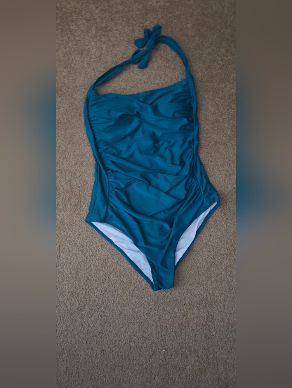 Women’s Teal One-Piece Swimsuit with Ruched Front